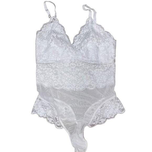HAH x Free People Size XS NEW  Lace Bodysuit White NWT - Picture 5 of 7